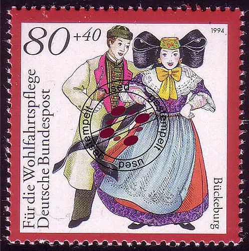 1757 Wohlfahrt Deutsche Trachten 80+40 Pf Bückeburg O