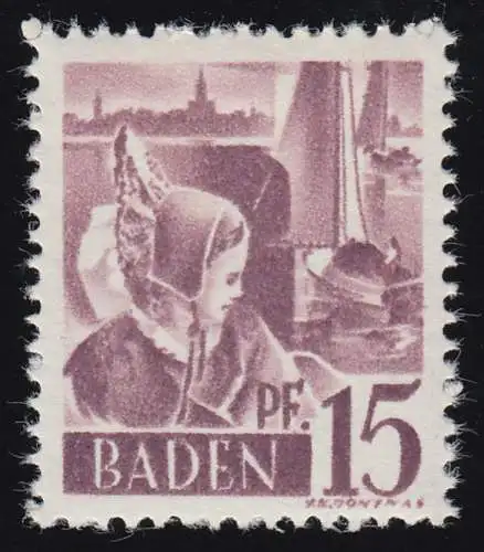 Baden 5yv II Freimarke 15 Pf. **