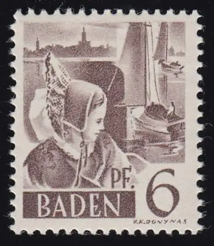 Baden 15y III Freimarke 6 Pf. **
