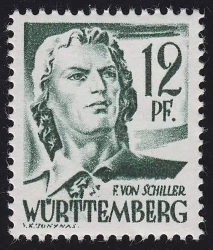 Württemberg 4yv Freimarke 12 Pf., postfrisch **