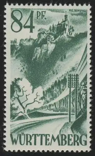 Württemberg 12yv II Freimarke 84 Pf., postfrisch **