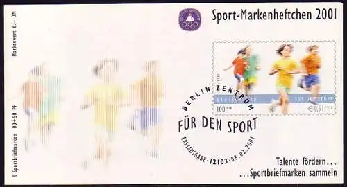 Sport 2001 Schulsport 100 Pf / 0,51 Euro mit 4x2165, postfrisch