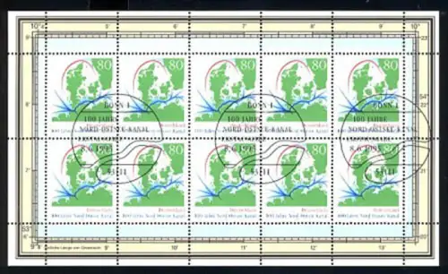 1802 Nord-Ostsee-Kanal - 10er-Bogen Ersttagssonderstempel ESSt