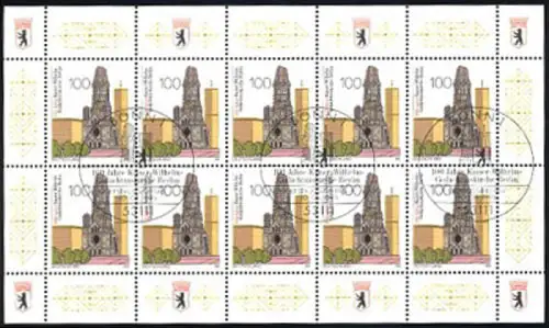 1812 Gedächtniskirche - 10er-Bogen Ersttagssonderstempel ESSt