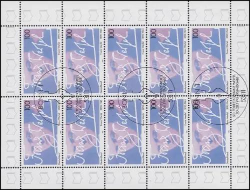 1813 Franz Werfel - 10er-Bogen ESSt BONN