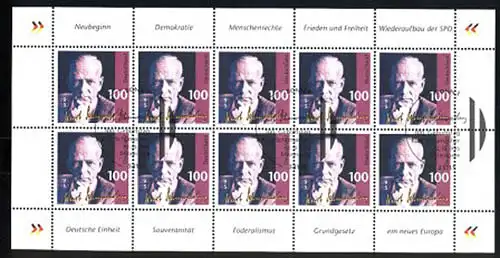 1824 Kurt Schumacher - 10er-Bogen ESSt