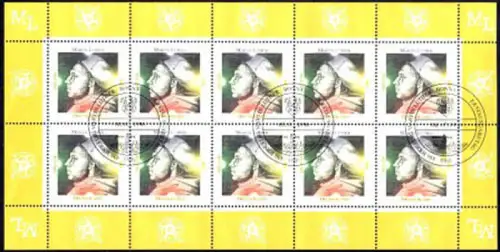 1841 Martin Luther - 10er-Bogen Ersttagssonderstempel ESSt