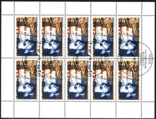 1858 Wolfgang Borchert - 10er-Bogen Ersttagssonderstempel ESSt