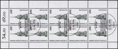 1860 SWK 690 Pf Kirche Hamburg - 10er-Bogen ESSt Bonn