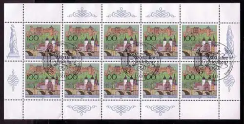 1868 Heidelberg - 10er-Bogen Ersttagssonderstempel ESSt