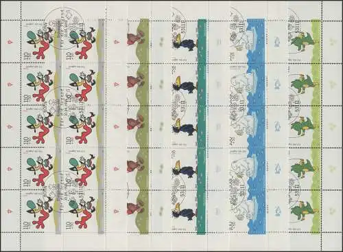 2055-2059 Jugend Trickfilm Tabaluga, Mecki, Lars etc. - 10er-Bogen ESSt