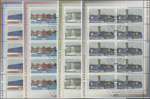 1974-1977 Parlamente - 10er-Bogen mit Ersttagssonderstempel ESSt