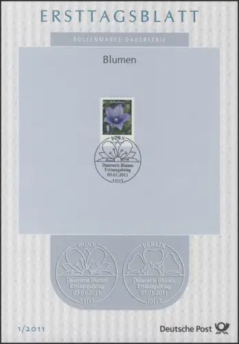 Ersttagsblätter ETB Bund Jahrg. 2011 Nr. 1 - 37 + 2 komplett im blauen Postalbum
