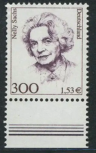 2159 Frauen 300 Pf / 1,53 Euro Nelly Sachs ** postfrisch