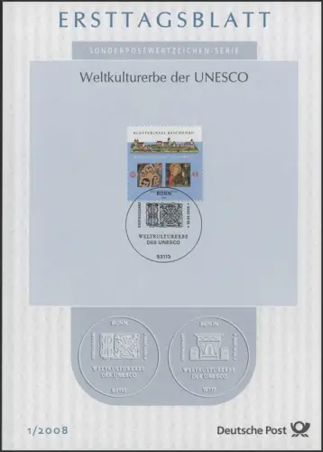 Ersttagsblätter ETB Bund Jahrg. 2008 Nr. 1 - 43 + 3 komplett im blauen Postalbum