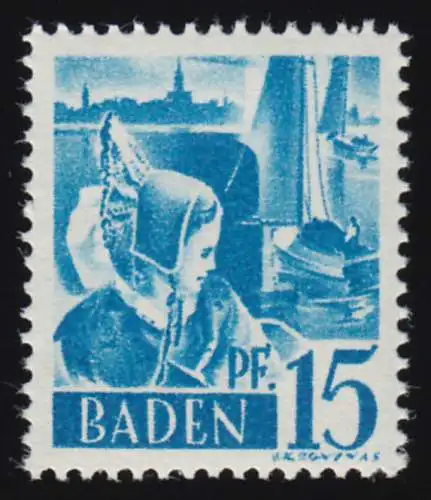 Baden 19y Freimarke 15 Pf.  **