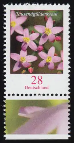 3088 Blumen: Tausendgüldenkraut 28 Cent nassklebend aus Bogen, postfrisch **