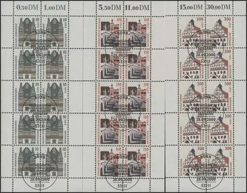 2139-2141 Sehenswürdigkeiten 10+110+300 Pf - 10er-Bogen ESSt BONN