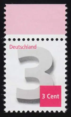 2964 Drei Cent, nassklebend aus Bogen, postfrisch **