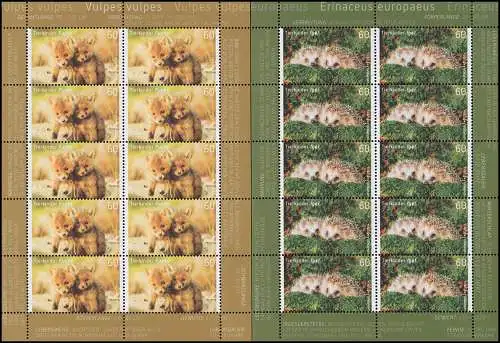 3047-3048 Tierkinder Rotfuchs und Igel - Zehnerbogen-Satz ** postfrisch
