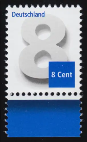 3188 Ergänzungswert Ziffer 8 Cent, nassklebend aus Bogen, postfrisch **