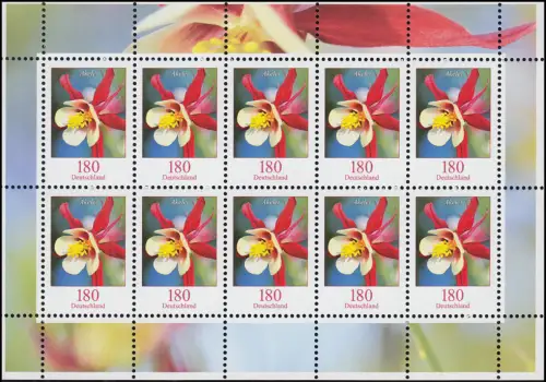 3082 Blumen 180 Cent Akelei - Zehnerbogen postfrisch **