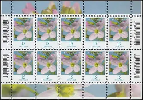 3424 Blumen 15 Cent Wiesenschaumkraut - Zehnerbogen ** postfrisch