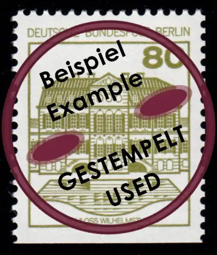 674D Burgen und Schlösser 80 Pf Wilhelmsthal unten geschnitten aus MH O