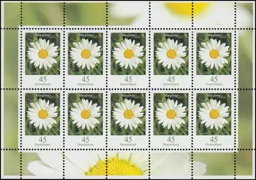 3303 Blumen 45 Cent Seerose - Zehnerbogen ** postfrisch