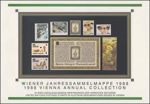 UNO Wien Jahressammelmappe 1988, gestempelt