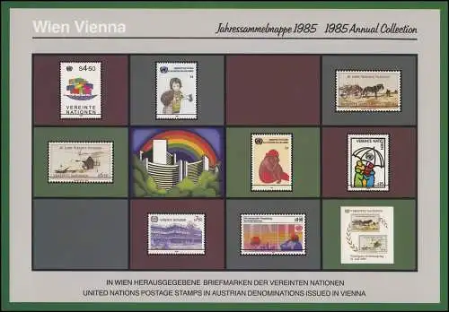 UNO Wien Jahressammelmappe 1985, gestempelt