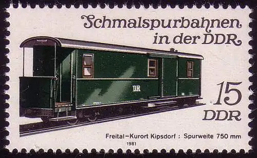 2631 Schmalspurbahnen 15 Pf Packwagen 1981 **