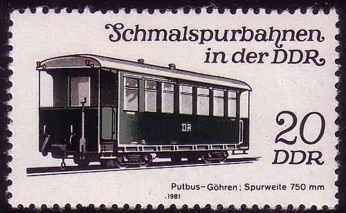 2632 Schmalspurbahnen 20 Pf Personenwagen 1981 **