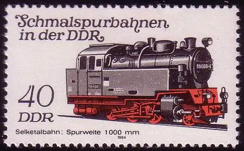 2865 Schmalspurbahnen 40 Pf Lokomotive 1984 **