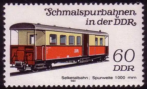 2866 Schmalspurbahnen 60 Pf Personenwagen 1984 **