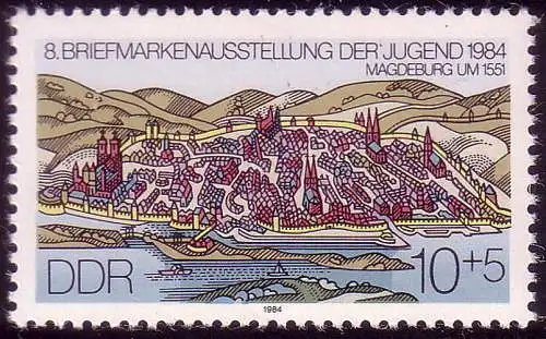 2903 Briefmarkenausstellung der Jugend 10+5 Pf 1984 **