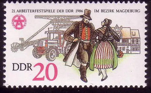 3028 Arbeiterfestspiele 20 Pf Trachtenpaar **