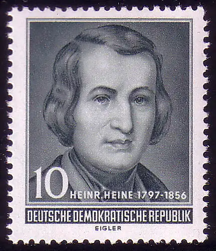 516 Heinrich Heine 10 Pf ** postfrisch
