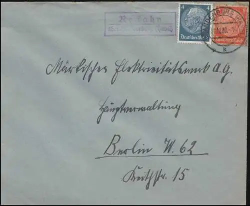 Landpost Reckahn über Brandenburg Havel auf Brief BRANDENBURG 31.12.37