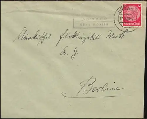 Landpost Jamund über Köslin auf Brief KÖSLIN 17.3.38