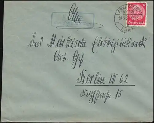 Landpost Rittergut Lossow über Frankfurt Oder auf Brief 30.5.34