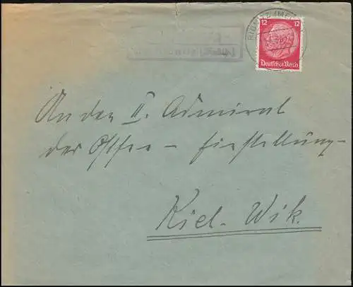 Landpost Hirschburg über Ribnitz Mecklenburg auf Brief RIBNITZ 11.4.37