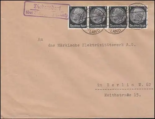Landpost Diedersdorf über Müncheberg Mark auf Brief MÜNCHEBERG MARK LAND