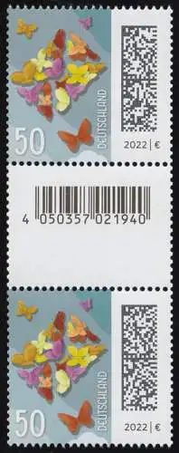 3714AII Schmetterlingsbrief 50 C. aus 200er, Paar mit Nr., GROSSEM CF, ohne Nr **