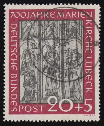140 Marienkirche 20 Pf. mit PLF Fleck im Gewand des Heiligen links, gestempelt O
