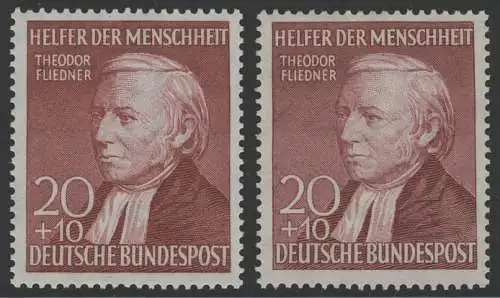 158 Wofa 20 Pf Fliedner - je eine Marke in Type I und II, postfrisch **