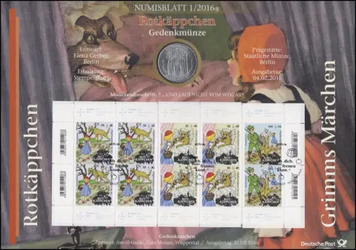 3208-3210 Grimms Märchen: Rotkäppchen - Numisblatt 1/2016