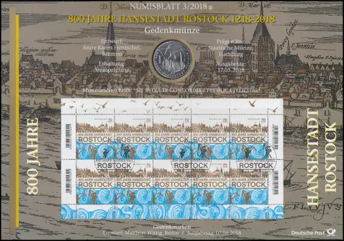 3395 800 Jahre Hansestadt Rostock - Numisblatt 3/2018
