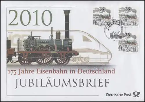 2833 Dampflok Adler & 175 Jahre Eisenbahn in Deutschland 2010 - Jubiläumsbrief