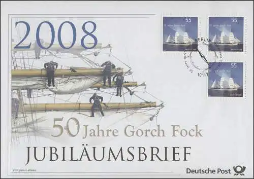 2686 Segelschulschiff Gorch Fock 2008 - Jubiläumsbrief